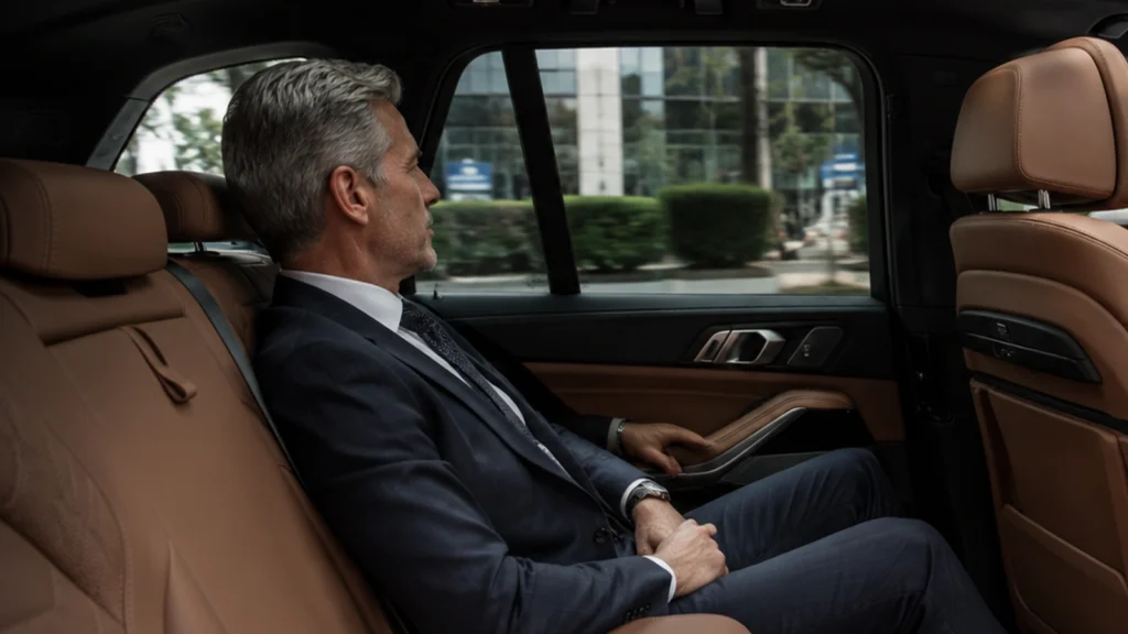 Interior de BMW X5 blindada con acabados de lujo, tecnología avanzada y confort para los pasajeros.
