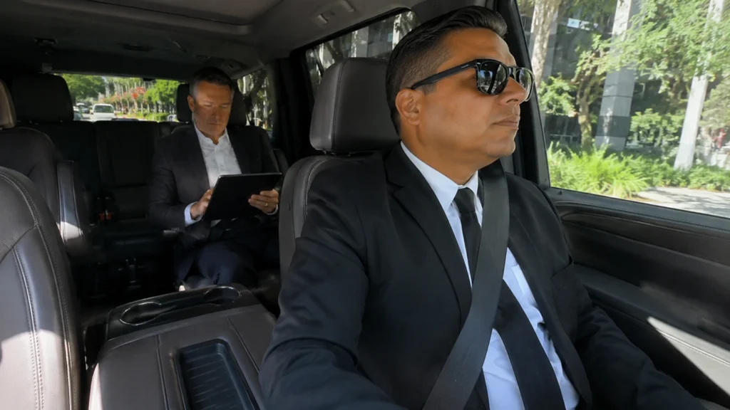 Interior de Chevrolet Suburban blindada con asientos de lujo, amplio espacio y confort para los pasajeros.